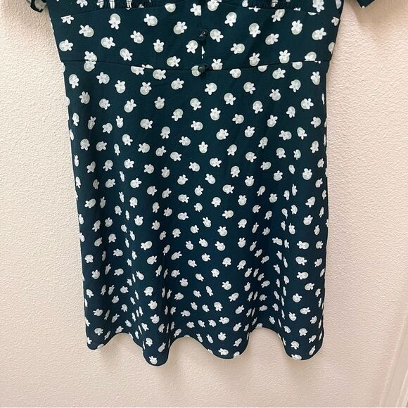 Kate Spade Dark Green Floral Dot Dress Button Front 10 - Picture 4 of 9